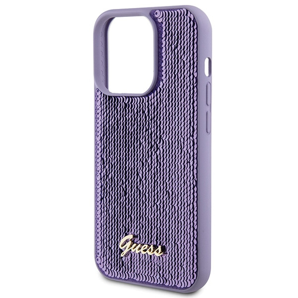 Guess GUHCP15XPSFDGSU Apple iPhone 15 Pro Max hardcase Sequin Script Metal purple