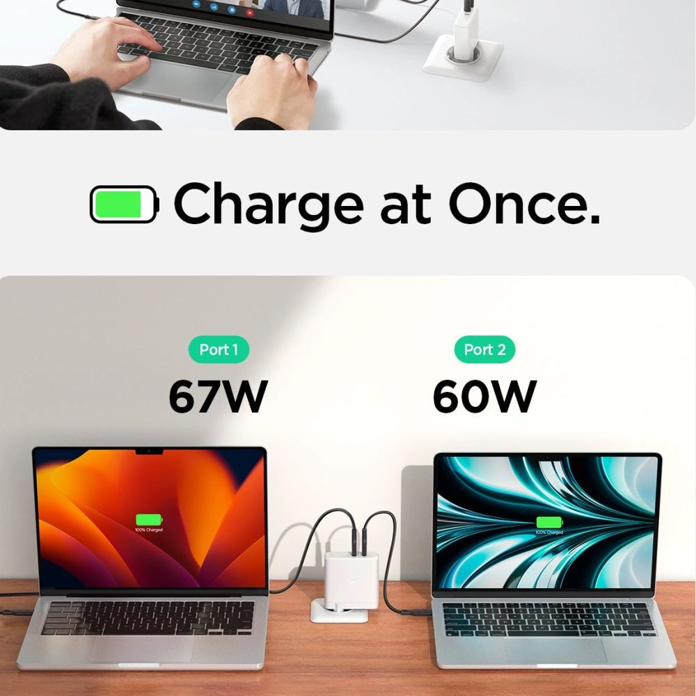 Spigen Arcstation Pro GaN-1402 2xUSB-C Network Charger 140W White