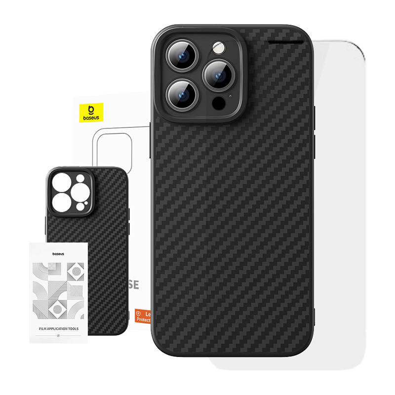 Baseus Synthetic Fiber case + tempered glass Apple iPhone 15 Pro
