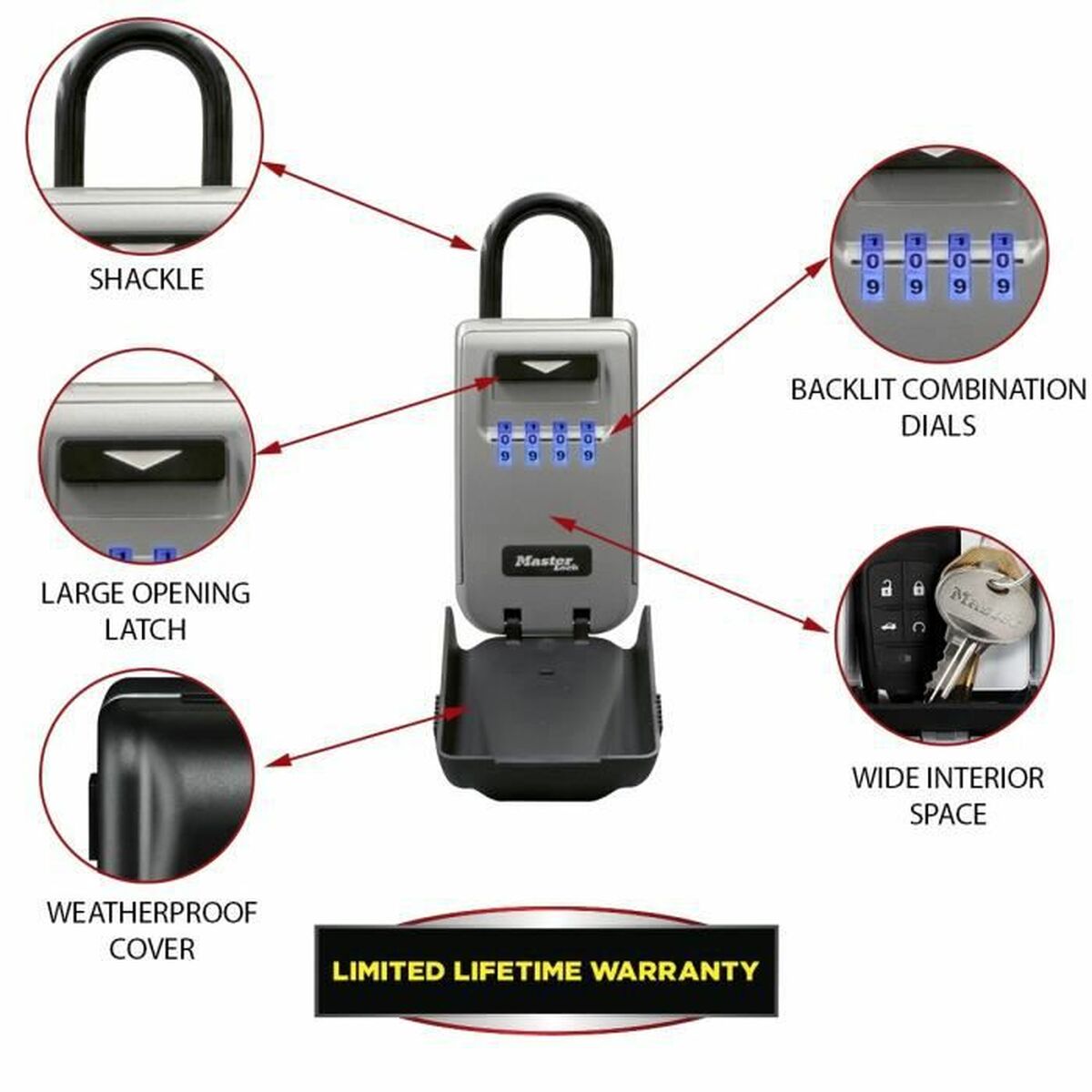 Safety-deposit box Master Lock 5424EURD Keys 17,5 x 7,2 x 5,2 cm Grey Metal