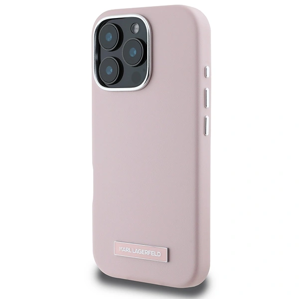 Karl Lagerfeld KLHMP16LPGMSRPP Apple iPhone 16 Pro hardcase FW Metal Plate MagSafe pink
