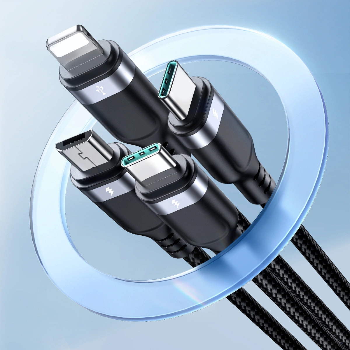 Joyroom Multi-Use Series S-A18 cable USB-A / 2xUSB-C, Lightning, microUSB 1.2m black