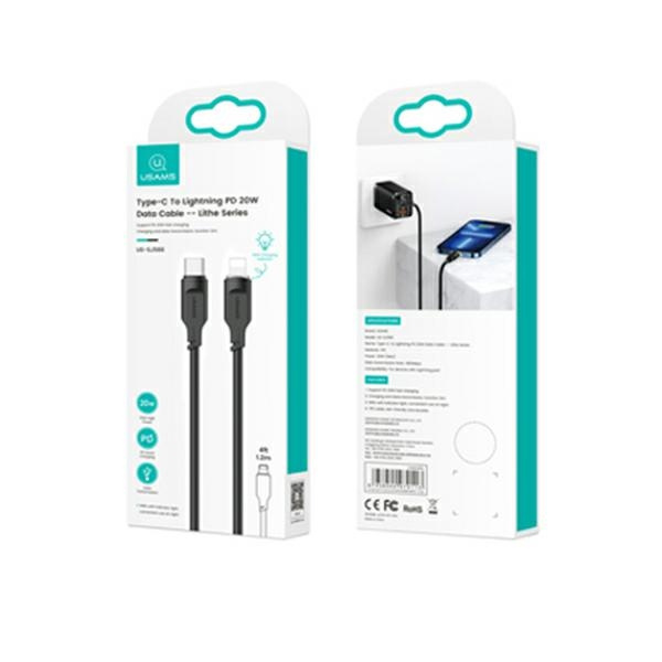 USAMS Lithe Series Cable USB-C/Lightning PD Fast Charging 1,2m 20W black (US-SJ566)