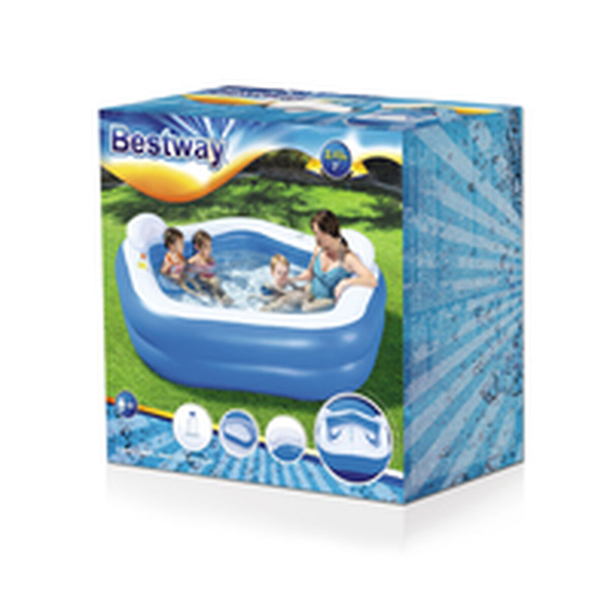 Inflatable Paddling Pool for Children Bestway Multicolour 213 x 206 x 69 cm Inflatable Paddling Pool for Children Bestway Multicolour 213 x 206 x 69 cm