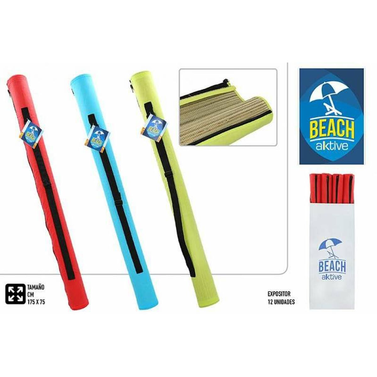 Beach mat Colorbaby Yellow Blue Red PVC 75 x 175 cm