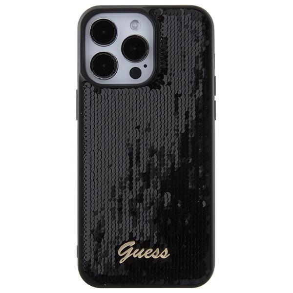 Guess GUHCP15XPSFDGSK Apple iPhone 15 Pro Max hardcase Sequin Script Metal black