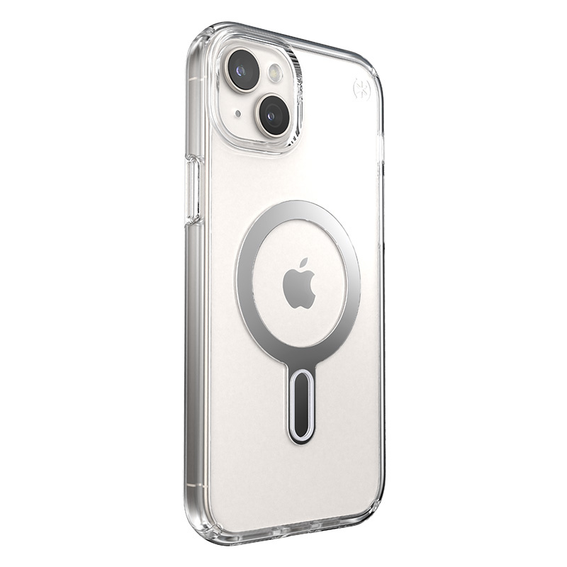 Speck Presidio Perfect-Clear ClickLock MagSafe Apple iPhone 15 Plus (Clear/Chrome Finish/Serene Silver)