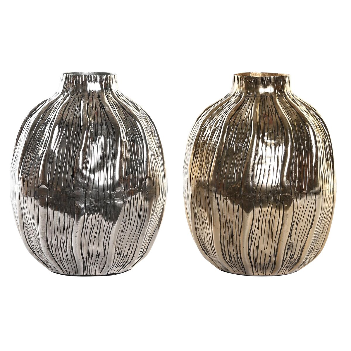 Vase DKD Home Decor Silver Golden Aluminium Modern 20 x 20 x 26 cm (2 Units)