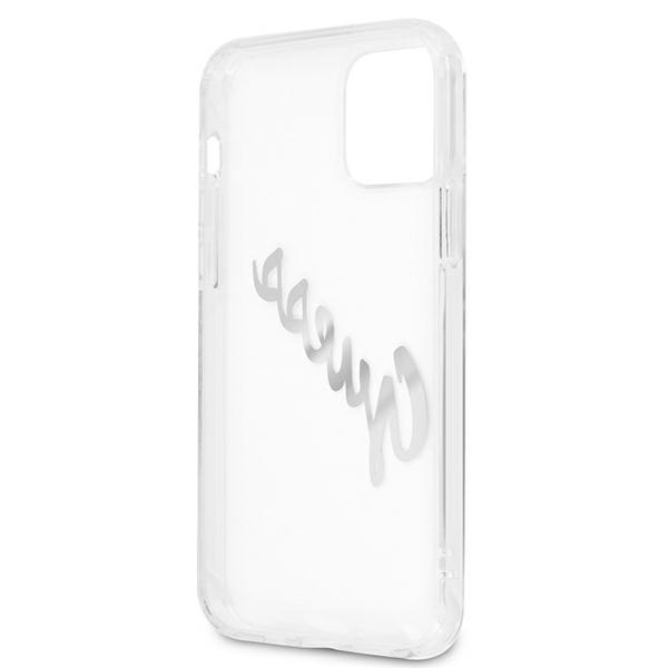 Guess GUHCP12LKTRSVSI Apple iPhone 12 Pro Max Transparent hardcase Vintage Script Silver