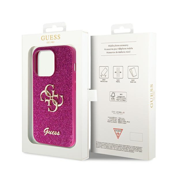 Guess GUHCP15LHG4SGU Apple iPhone 15 Pro hardcase Glitter Script Big 4G purple