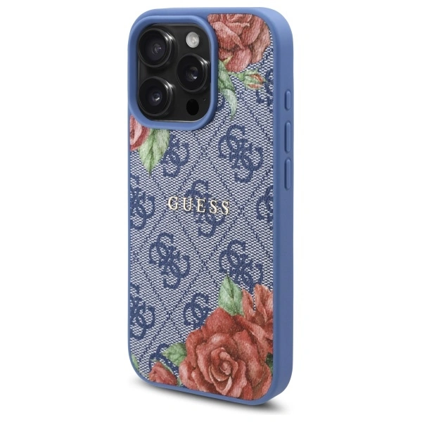 Guess GUHMP16XP4ROPEMCB Apple iPhone 16 Pro Max hardcase 4G Flowers Print MagSafe blue
