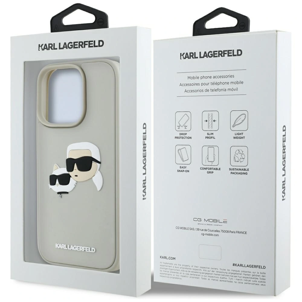 Karl Lagerfeld HC 3D Rubber Double Heads Apple iPhone 16 Pro Max beige