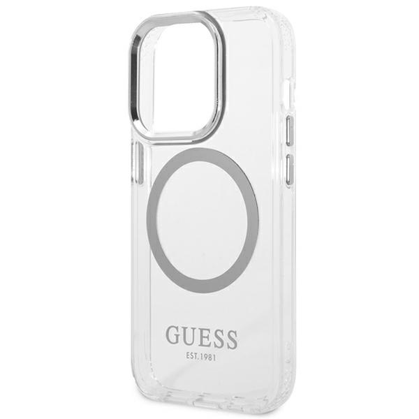 Guess GUHMP14LHTRMS Apple iPhone 14 Pro silver hard case Metal Outline Magsafe