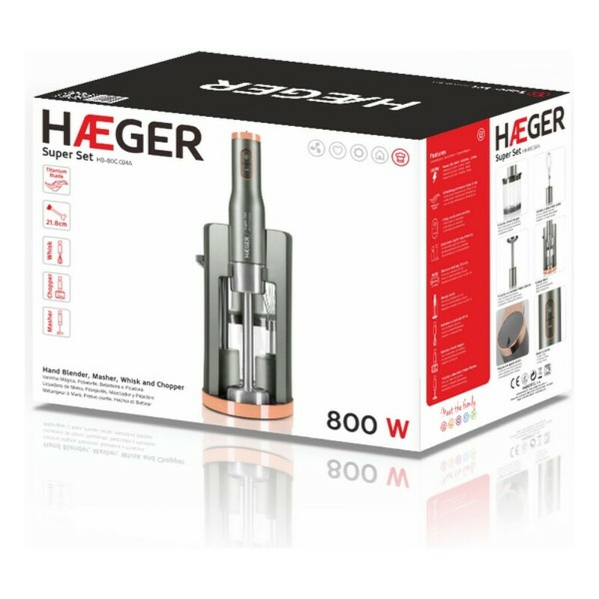Hand-held Blender Haeger Grey 800 W