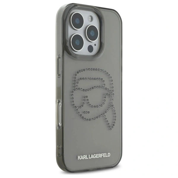 Karl Lagerfeld KLHCP16XHKHDCELK Apple iPhone 16 Pro Max hardcase IML Rhinestones Karl Head black
