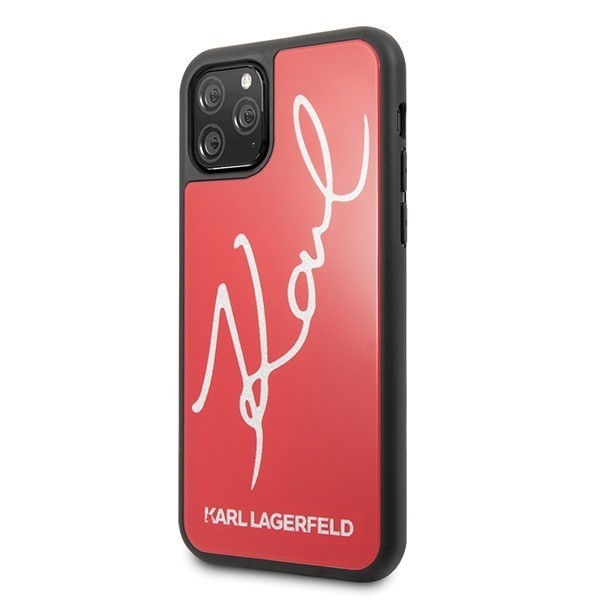 Karl Lagerfeld KLHCN65DLKSRE iPhone 11 Pro Max red hard case Signature Glitter