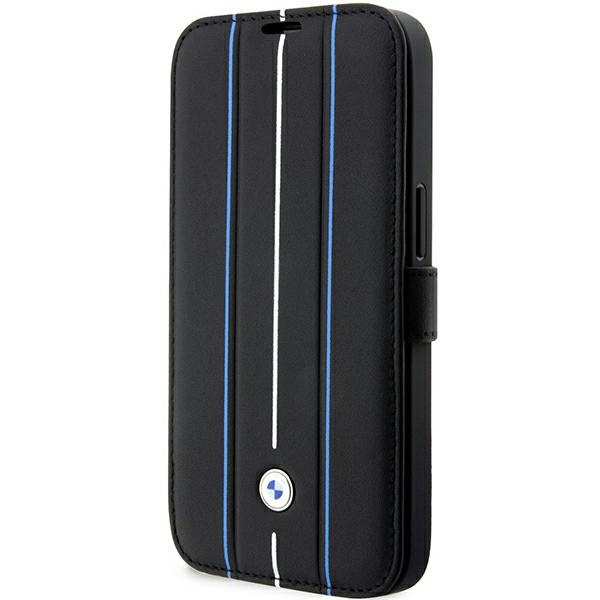 BMW BMBKP14X22RVSK Apple iPhone 14 Pro Max black bookcase Leather Stamp Blue Lines