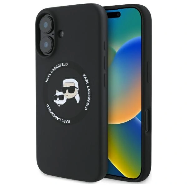 Karl Lagerfeld KLHMP16SSKCHTCK Apple iPhone 16 hardcase Silicone Karl&Choupette Heads MagSafe black