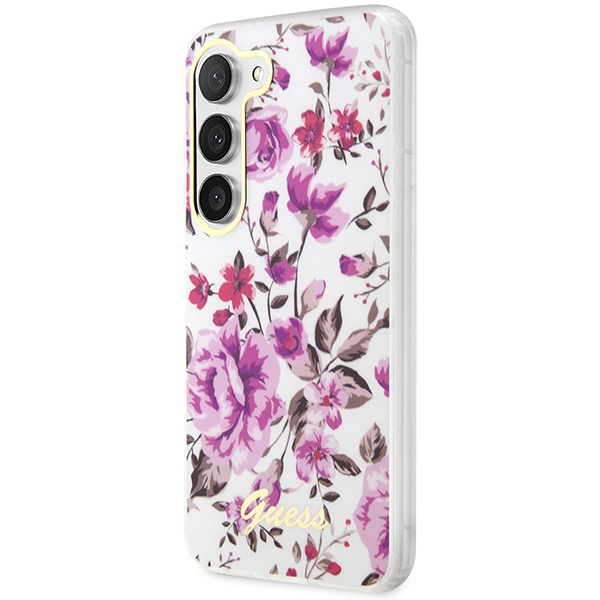 Guess GUHCS23SHCFWST Samsung Galaxy S23 white hardcase Flower Collection