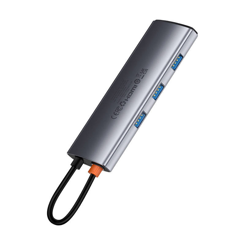 Baseus Gleam hub 7in1 USB-C to 1x HDMI4K 60Hz+3xUSB3.0+1xPD+1xSD/TF adapter (gray)