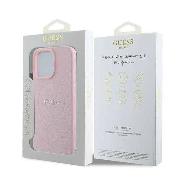 Guess GUHMP16LPGHSMMP Apple iPhone 16 Pro hardcase Grained Ring MagSafe pink
