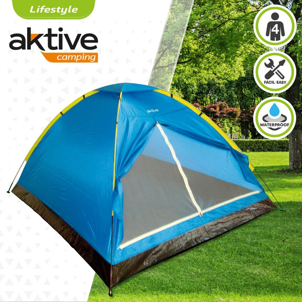 Tent Aktive 4 persons 210 x 130 x 240 cm (4 Units)