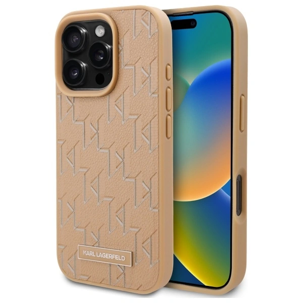 Karl Lagerfeld KLHMP16XPKHPORPE Apple iPhone 16 Pro Max hardcase Hot Stamp Magsafe beige