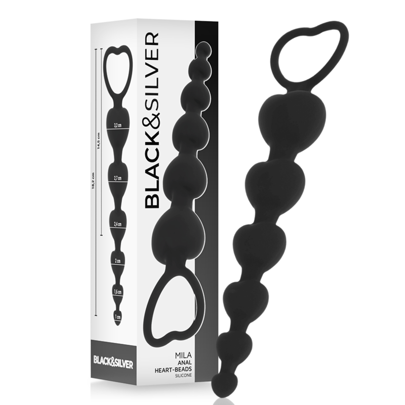 BLACK&SILVER - MILA ANAL CHAIN OF HEARTS 18 CM