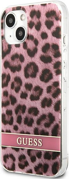 Guess GUHCP13SHSLEOP Apple iPhone 13 mini pink hardcase Leopard