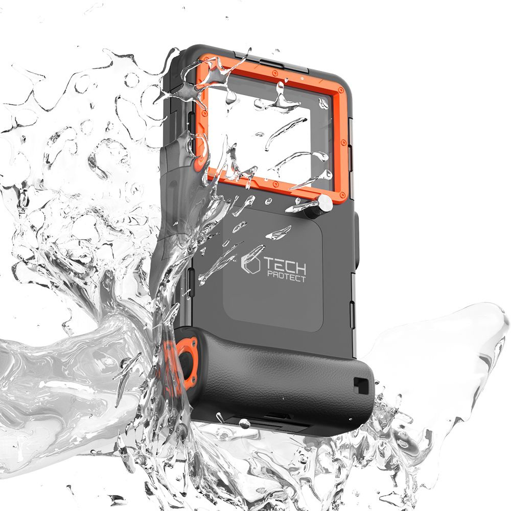 Tech-Protect IPX8 Universal Diving Waterproof Case black/orange