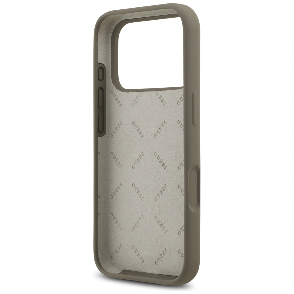 Etui Guess Silicone Big 4G Script do Apple iPhone 17 Pro Max brązowy