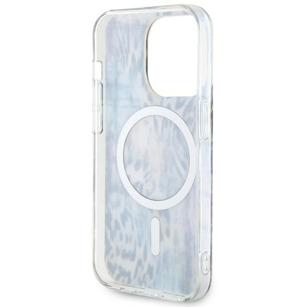 Guess GUHMP14LHLEOPWB Apple iPhone 14 Pro blue hardcase Leopard MagSafe