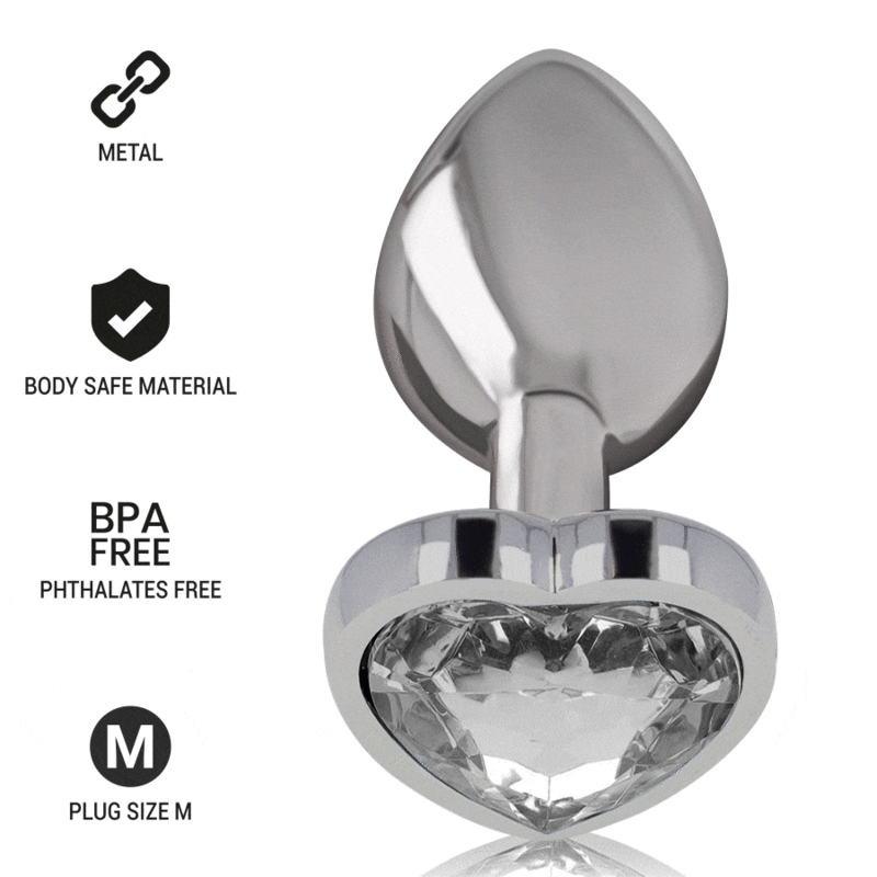 INTENSE - METAL ALUMINUM ANAL PLUG HEART WHITE SIZE M