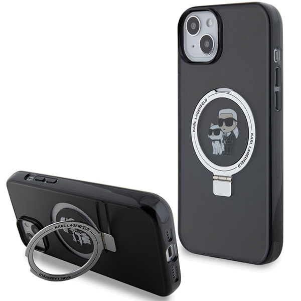 Karl Lagerfeld KLHMP14SHMRSKCK Apple iPhone 14 / 15 hardcase Ring Stand Karl&Choupettte MagSafe black