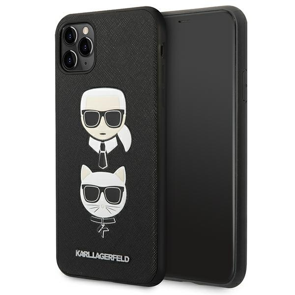 Karl Lagerfeld KLHCN65SAKICKCBK Apple iPhone 11 Pro Max black hardcase Saffiano Ikonik Karl&Choupette Head