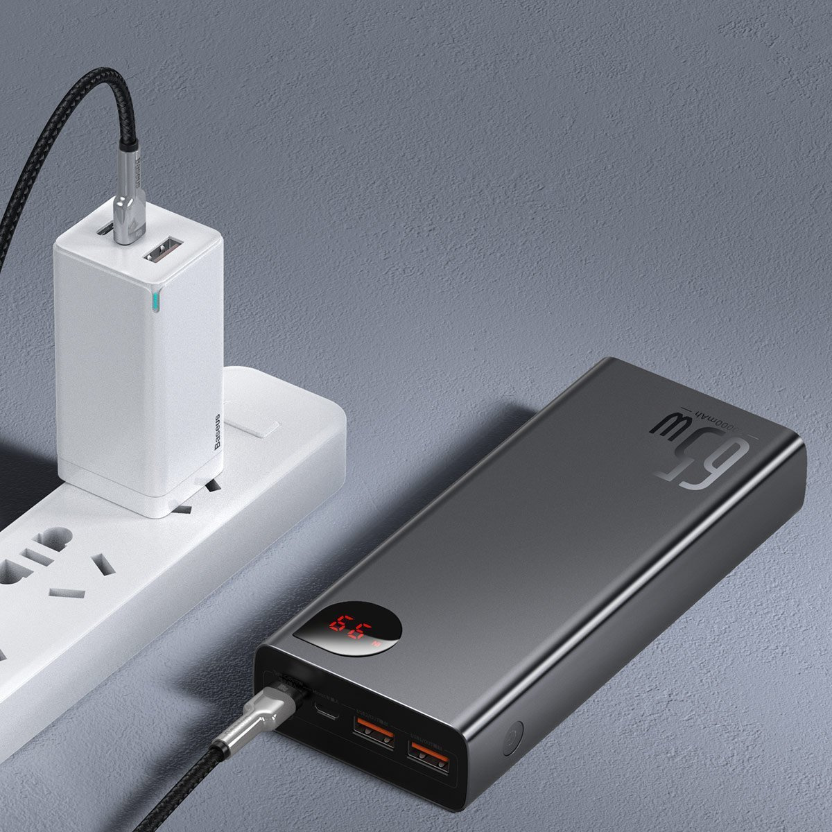 PowerBank Baseus Adaman Metal 20000mAh, PD, QC 3.0, 65W, 2xUSB + USB-C + micro USB, (black)