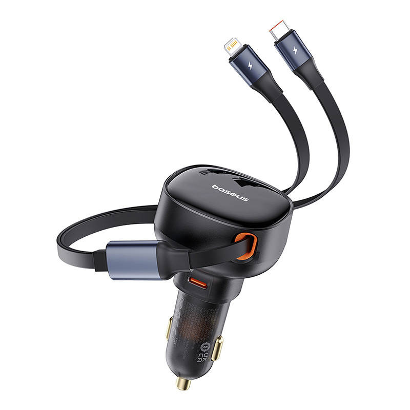 Baseus Enjoyment USB-C car charger with USB-C / Lightning cable 60 W (black)