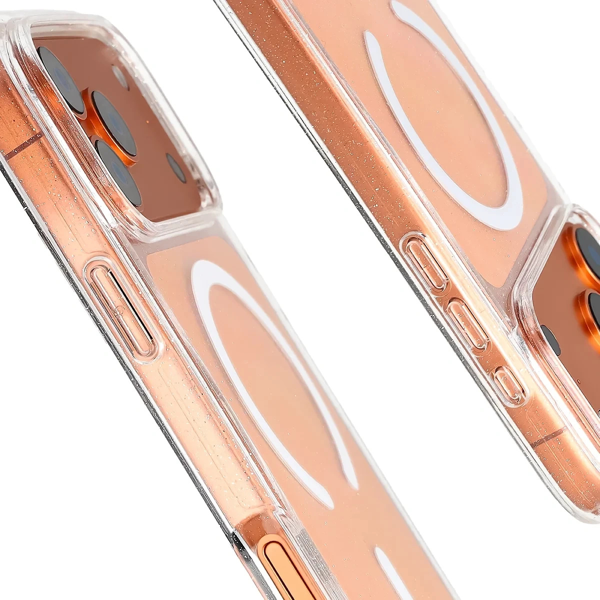 Etui brokatowe z pierścieniem magnetycznym Bizon Case SparklO do Apple iPhone 17 Pro Max, przezroczyste z brokatem