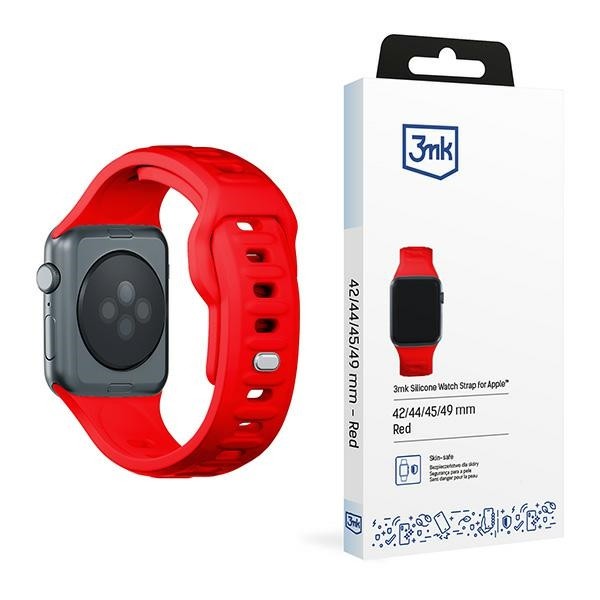 3MK Silicone Watch Strap Apple Watch 4/5/6/7/8/9/SE/Ultra 42/44/45/49mm red