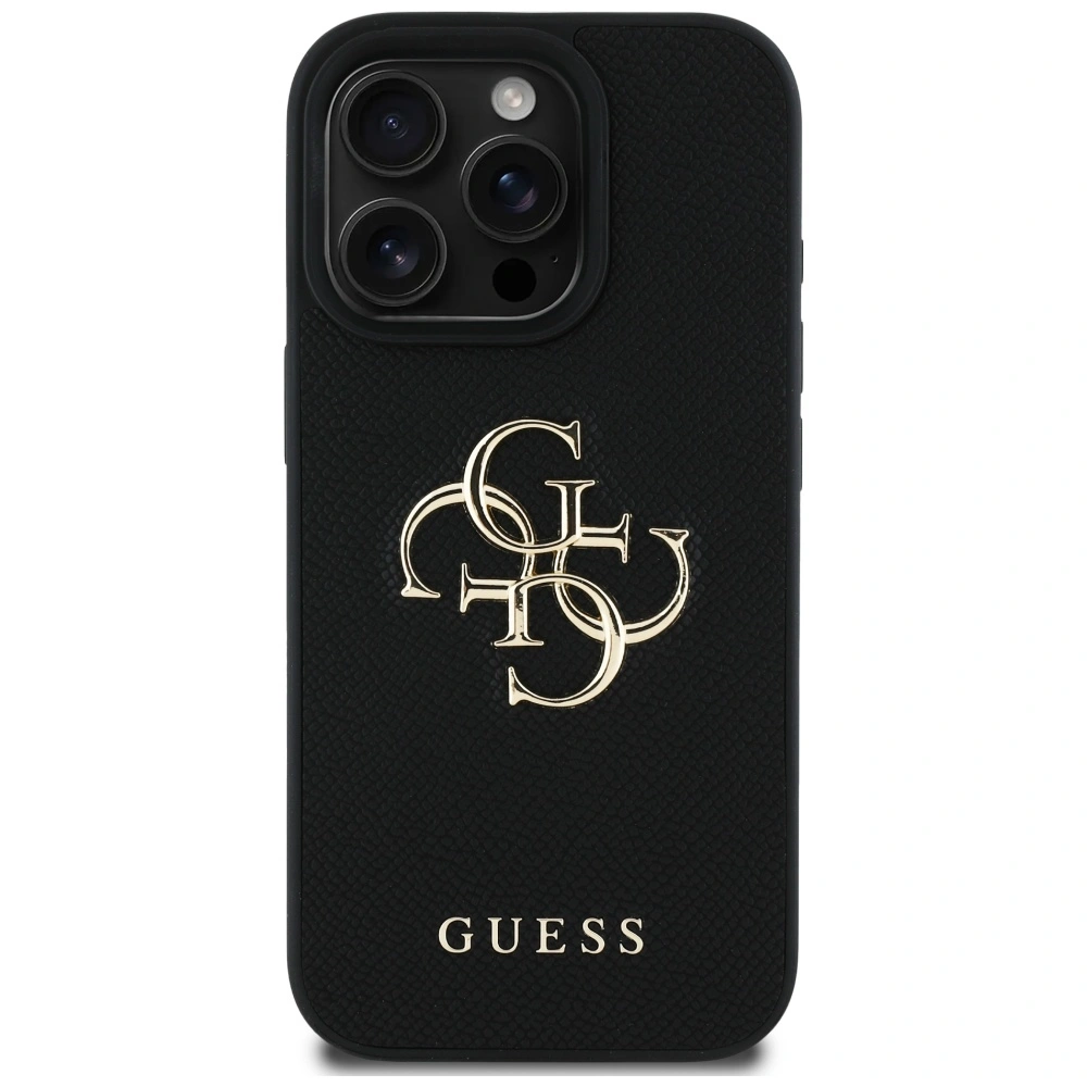 Guess Grained Big 4G Logo Small Classic Logo Apple iPhone 16 Pro black