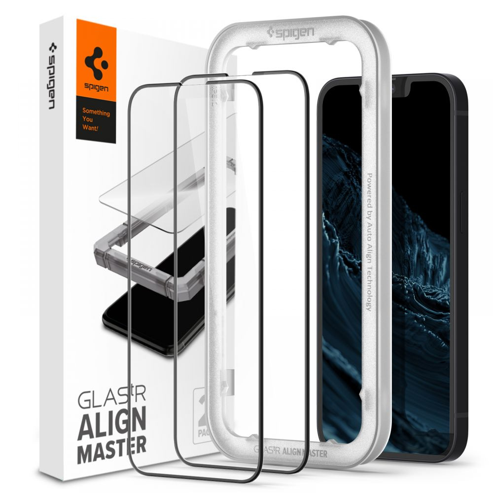 Spigen GLAS.tR Slim AlignMaster Apple iPhone 14/13/13 Pro Black [2 PACK]