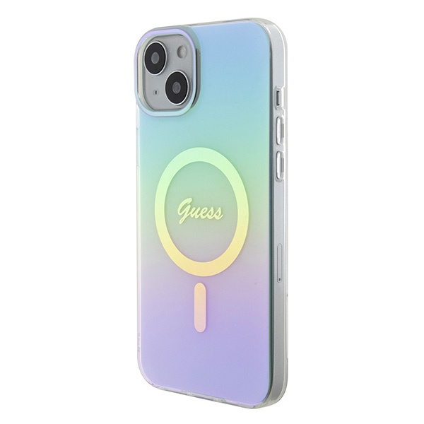Guess GUHMP15MHITSQ Apple iPhone 15 Plus hardcase IML Iridescent MagSafe turquoise