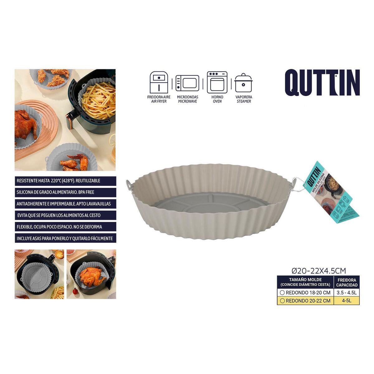 Baking tray Quttin AIR FRYER 22 x 22 x 5 cm (24 Units)