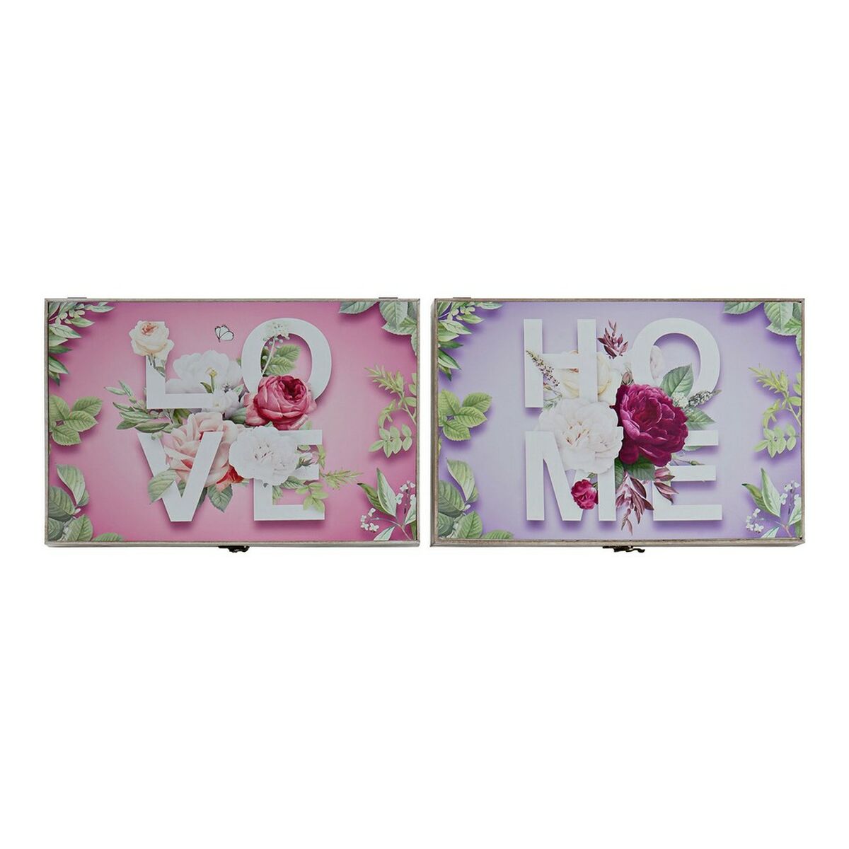 Cover DKD Home Decor 8424001797189 Counter 46 x 6 x 32 cm Pink Lilac 2 Units MDF Wood