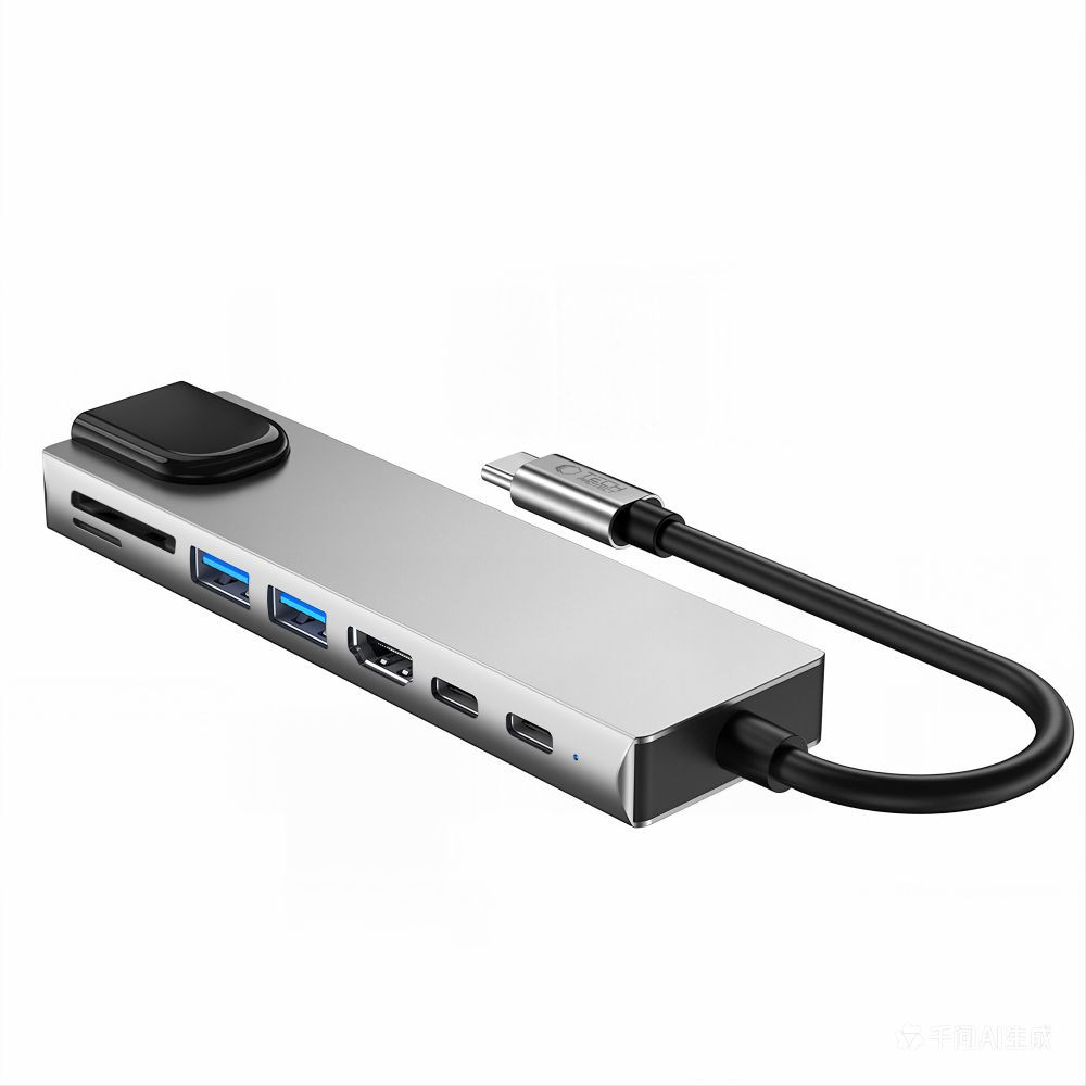 Adapter 8w1 Tech-Protect HB09 Hub Adapter 8in1 USB-C / 2xUSB-A 3.0, USB-C 3.0, USB-C PD 100W, HDMI 4K 60Hz, SD/TF, RJ45 1000Mb/s Space Grey