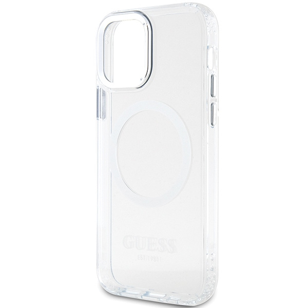 Guess GUHMP12MHTRMS Apple iPhone 12/12 Pro silver hard case Metal Outline Magsafe