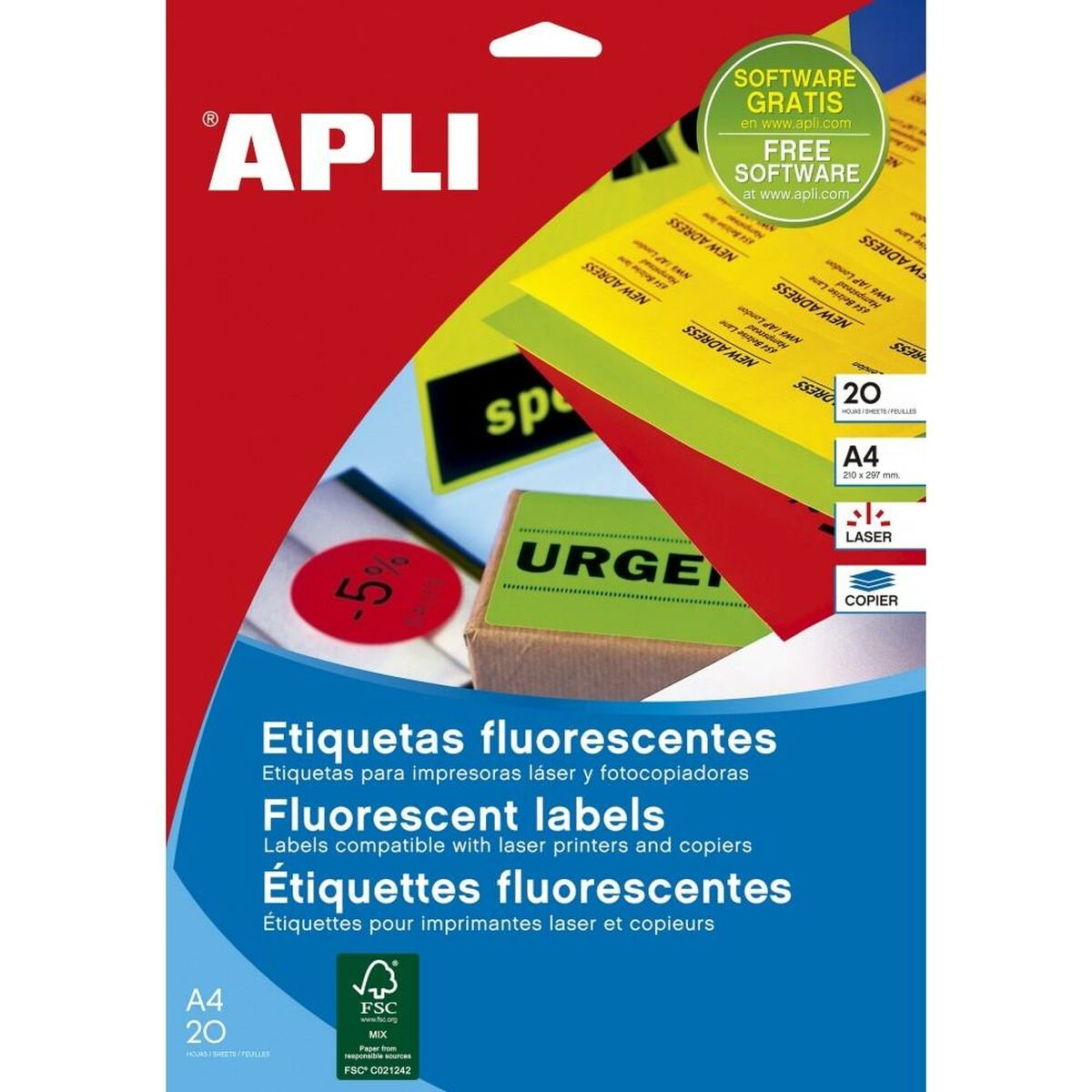Adhesives/Labels Apli Yellow 38,1 x 21,2 mm 20 Sheets
