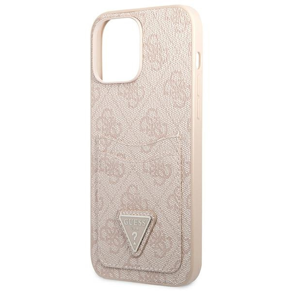 Guess GUHCP13XP4TPP Apple iPhone 13 Pro Max pink hardcase 4G Triangle Logo Cardslot