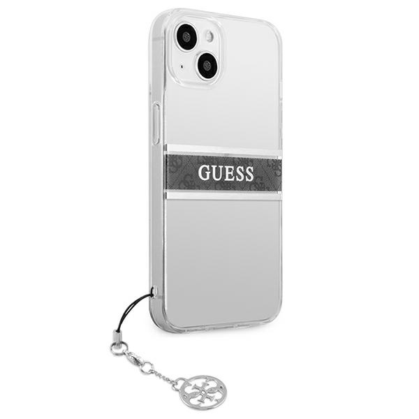 Guess GUHCP13SKB4GGR Apple iPhone 13 mini Transparent hardcase 4G Grey Strap Charm
