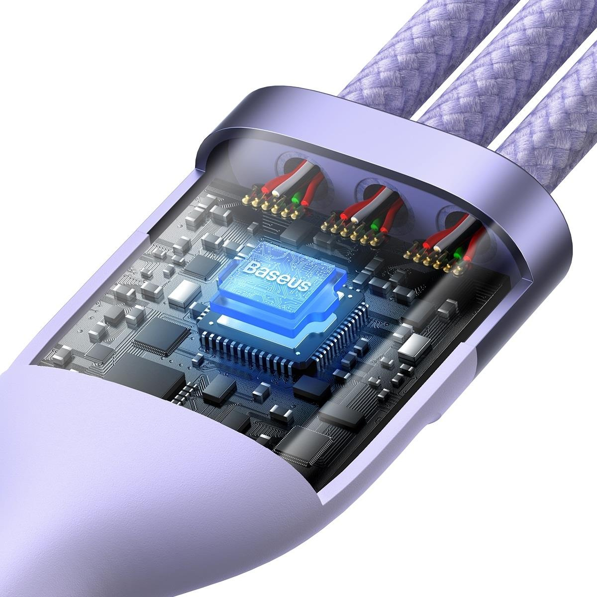 Baseus Flash Series II USB Type C / USB Type A cable - USB Type C / Lightning / micro USB 100 W 1.5 m purple